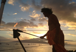 Sunset ceremony at Fleetwood's on Front Street in Lahaina. Photo courtesy of Fleetwood’s.