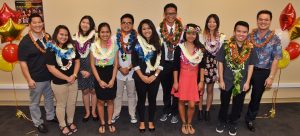 McDonald’s Restaurants of Hawaii scholarship presentation participants included (left to right) Ed Yamamura, McDonald’s Restaurants of Hawaii owner/operator; Dena Austria, McDonald’s of Maui; Li Xia Peng, McDonald’s of Discovery Bay; Sharmaine Pascua, McDonald’s of Kīhei; Lucky Dave Magarin, McDonald’s of Maui; Sheena Ann Castillo, McDonald’s of Maui; Zachary Espino, McDonald’s of Waimanalo; Abegail Cabudol, McDonald’s of Laulani; Kristianee Francisco, McDonald’s of Salt Lake; Nicholas Ige, McDonald’s of Waipahu; Martin Lau, McDonald’s Restaurants of Hawaii multi-department head. Missing from the photo is Joyce Yoo, McDonald’s of Wahiawa. Photo of courtesy of McDonald’s Restaurants of Hawaii.