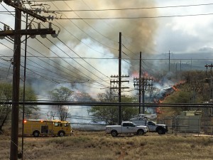 Wailea fire near Maui Electric substation. 4.5.16. Photo credit: Paul Hiranaga
