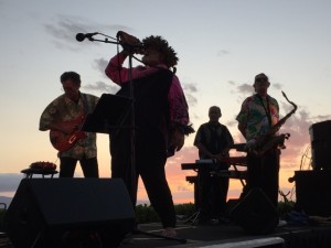 Pastor Laki Ka‘ahumanu performs a traditional blessing at the St. Patrick's Day fundraiser hosted by the Rotary Club of Lahaina Sunrise. Photo courtesy of Norm Bezane