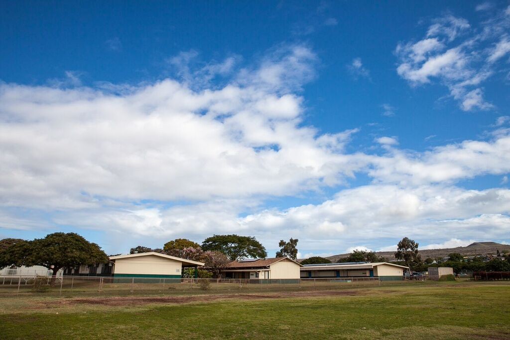 A celebration assembly was held Friday, April 8, at Kaunakakai Elementary to mark the completion of a hybrid solar air conditioning installation project. 33 units were installed in 18 classrooms. Photo credit: Hawaiʻi Department of Education.