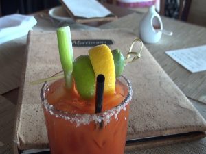 Bloody Mary and menu at Merriman's Kapalua. Photo by Kiaora Bohlool.