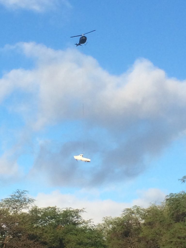 Salvage photo. Grounded vessel at "Little Beach" in the South Maui area of Mākena. Photo credit: DLNR.