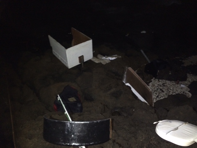 Grounded vessel at "Little Beach" in the South Maui area of Mākena. Photo credit: DLNR.