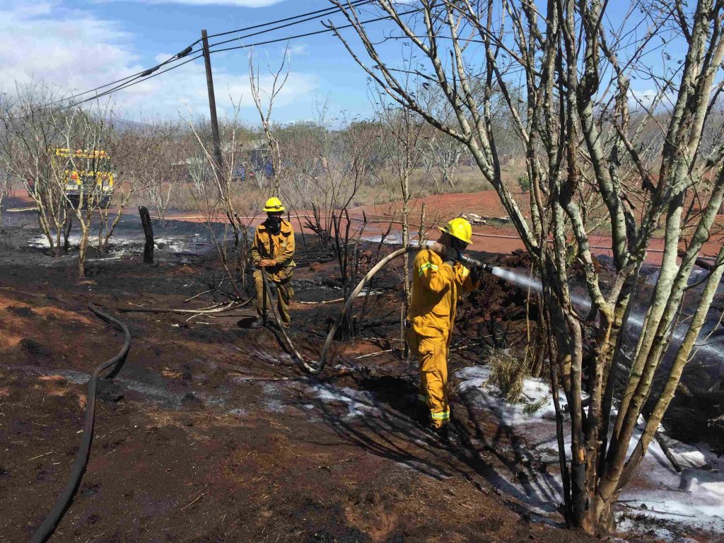 Hoolehua fire. Photo Credit : Maui Fire Department.