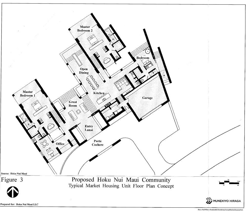 Proposed Hoku Maui Nui Community - Typical Market Housing unit floor plan concept. Image courtesy Munekiyo Hiraga, Draft EA.