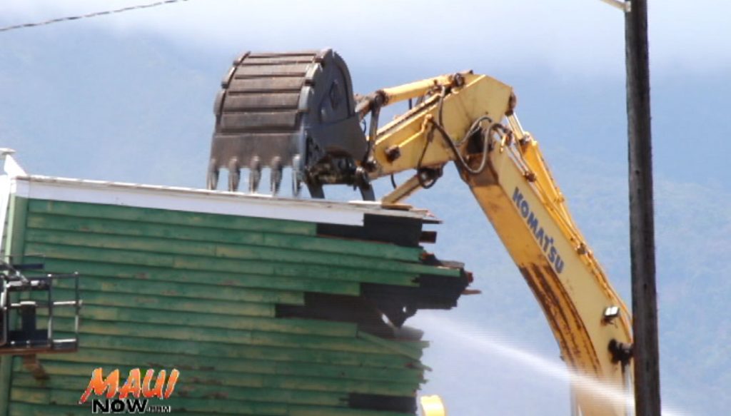 Old Kahului Store being demolished (5.3.16). Photo by Wendy Osher.