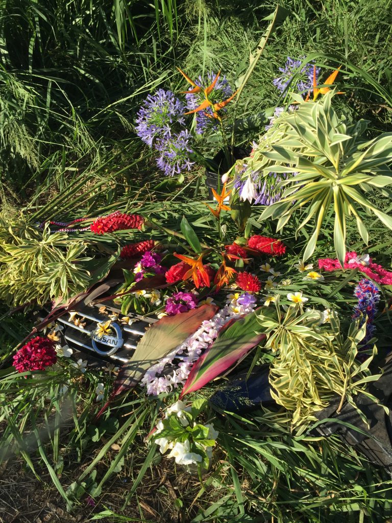 Roadside memorial at crash site. Photo credit: Nicole Schenfeld
