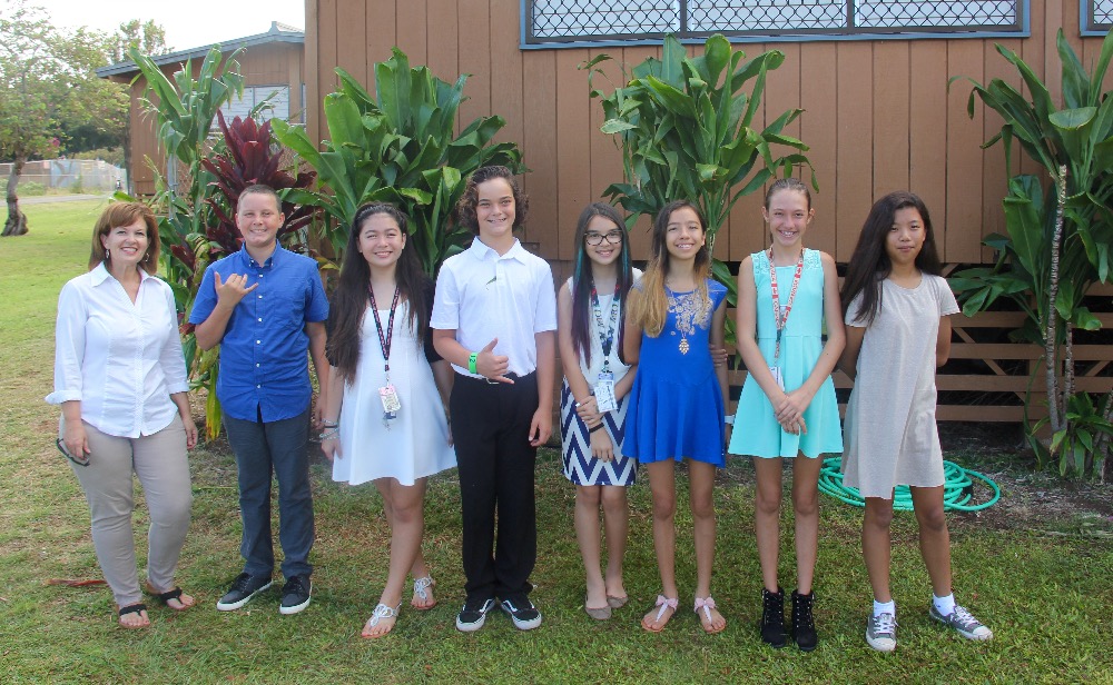 Students pictured: Riley Agtaguem; Luca Connor; Katelyn Gicale-Emden; Kaya Leonard; Cole LoGrande; Lily Oldham; and Teiva Miller.