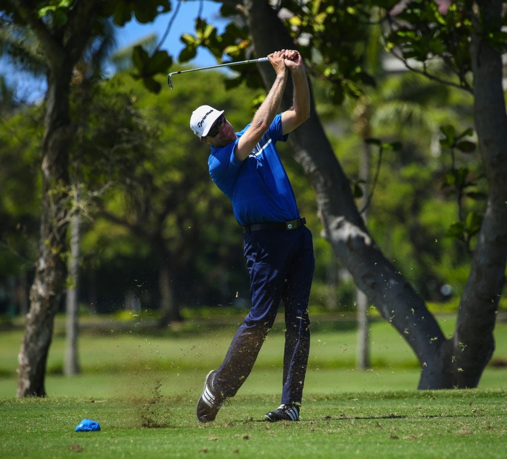 Kevin Carll tees off on number seventeen during the final round of the Kāanapali Classic Pro Pro held on the Royal Course. Kāanapali, Maui June 11, 2016. Photo credit: Aric Becker