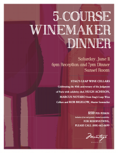 Wine Dinner with celebrity chef Hugh Acheson on June 11. Courtesy image.
