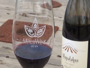 MauiWine glass with logo. Photo by Kiaora Bohlool.
