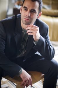Adam Tendler in Robert Wichman's living room.
