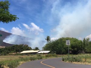 Taken from entrance to Luawai Street afternoon of July 8, 2016. Olowalu-Ukumehame fire.