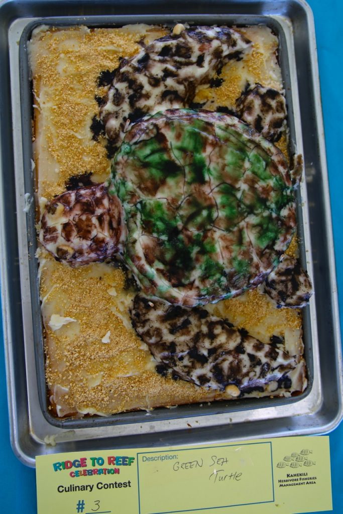 A sea turtle themed entry into the 2015 Ridge to Reef Rendezvous’ ocean-themed culinary contest. Photo credit: Ananda Stone.