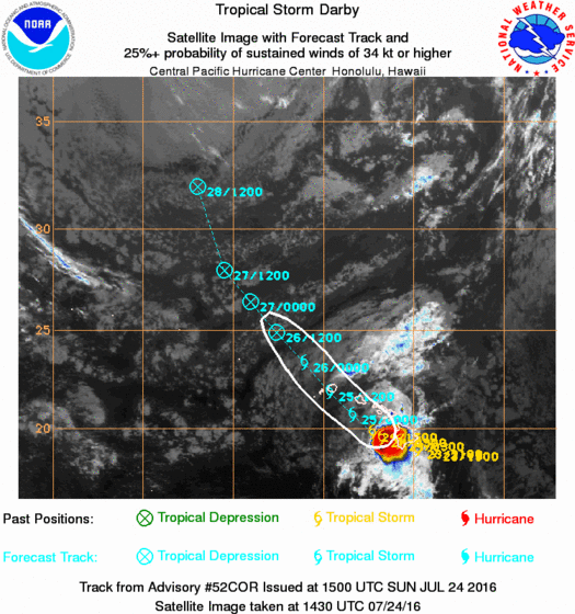 TS Darby 7.24.16 5 a.m. Update. Image: NOAA/CPHC.