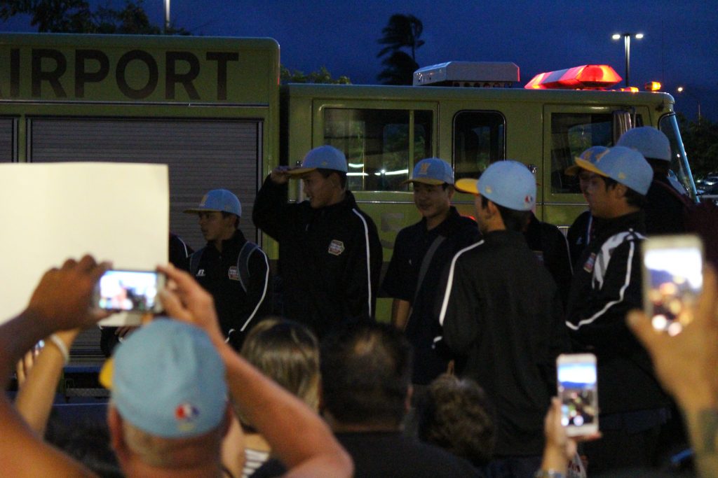 Central Maui Little League All-Stars, homecoming celebration at Kahului Airport. Photo by Wendy Osher.