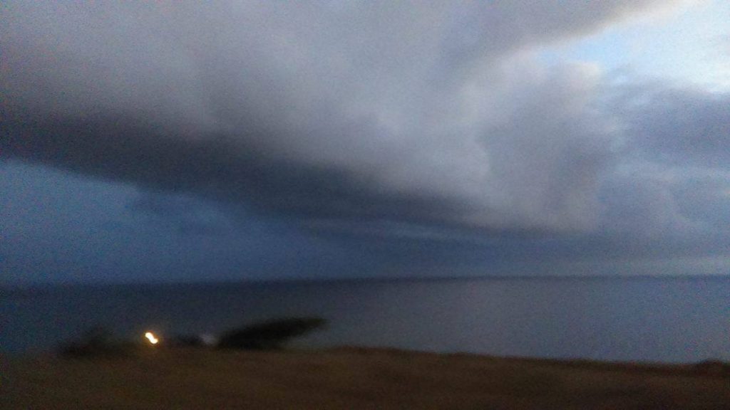 Pouring rain in Kaupō/Kīpahulu at 6:54 p.m., Saturday, Sept. 3, 2016. Photo credit: Kristi Souza