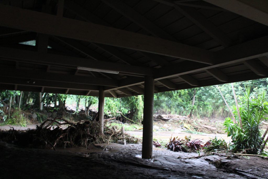 ʻĪao Valley, erosion and flood debris from flash flood. PC: 9.14.16 by Wendy Osher.