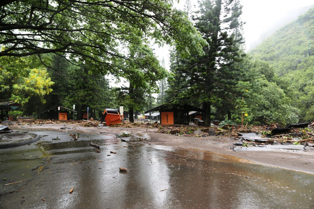 Kepaniwai damage to pavilions. PC: Lois Whitney/County of Maui.