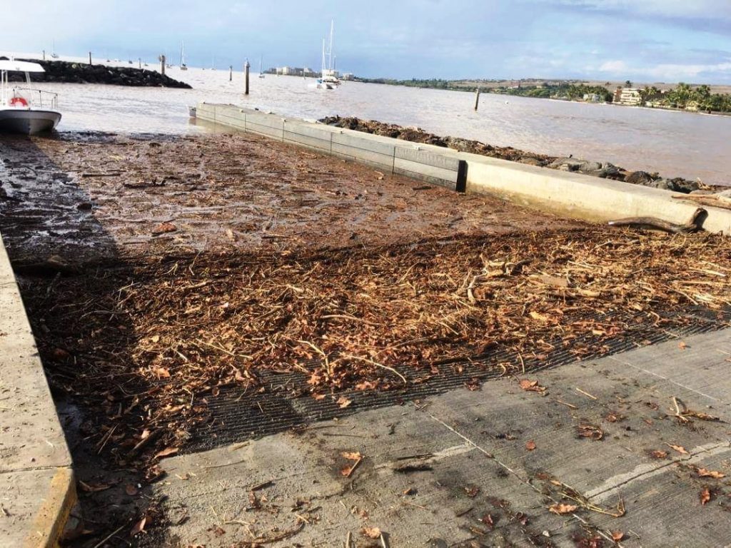Mala wharf, debris. PC: County of Maui/harbormaster Miles Lopes