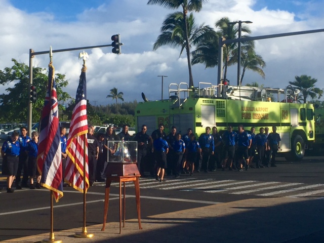 9/11 Moment of Silence at Kahului Airport. 9.11.16 Photo by Jennifer Bormet.
