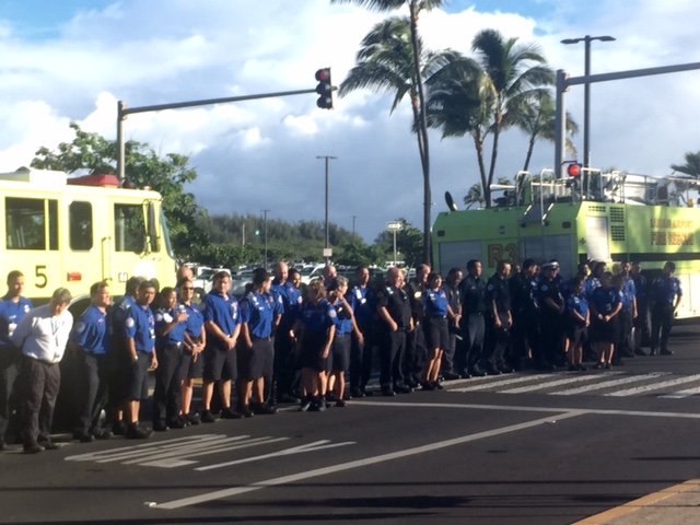 9/11 Moment of Silence at Kahului Airport. 9.11.16 Photo by Jennifer Bormet.
