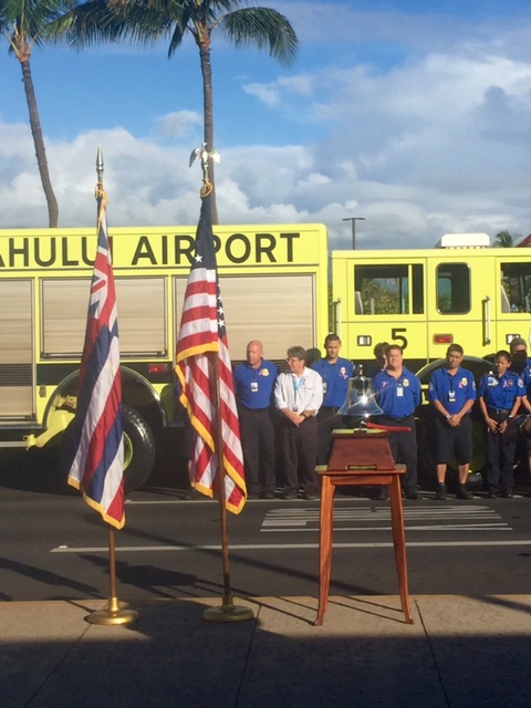9/11 Moment of Silence at Kahului Airport. 9.11.16 Photo by Jennifer Bormet.