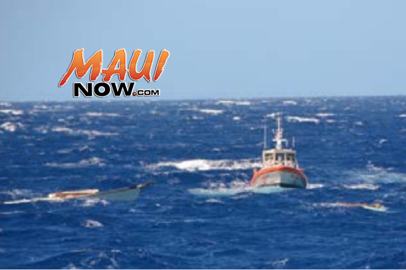 Post-mishap with KISKA cutter small boat and Station Maui RB-M on scene with KOLINA (Exhibit 82) Image: US Coast Guard, Final Action Report.