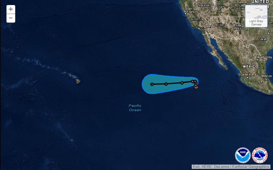 Orlene 5-day track as of 11 a.m. PDT 9.12.16. Image: National Hurricane Center/NOAA/NWS