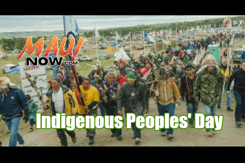 Indigenous Peoples' Day. Background image courtesy Hoʻoulu Lāhui Hawaiian Studies Program at UHMC.