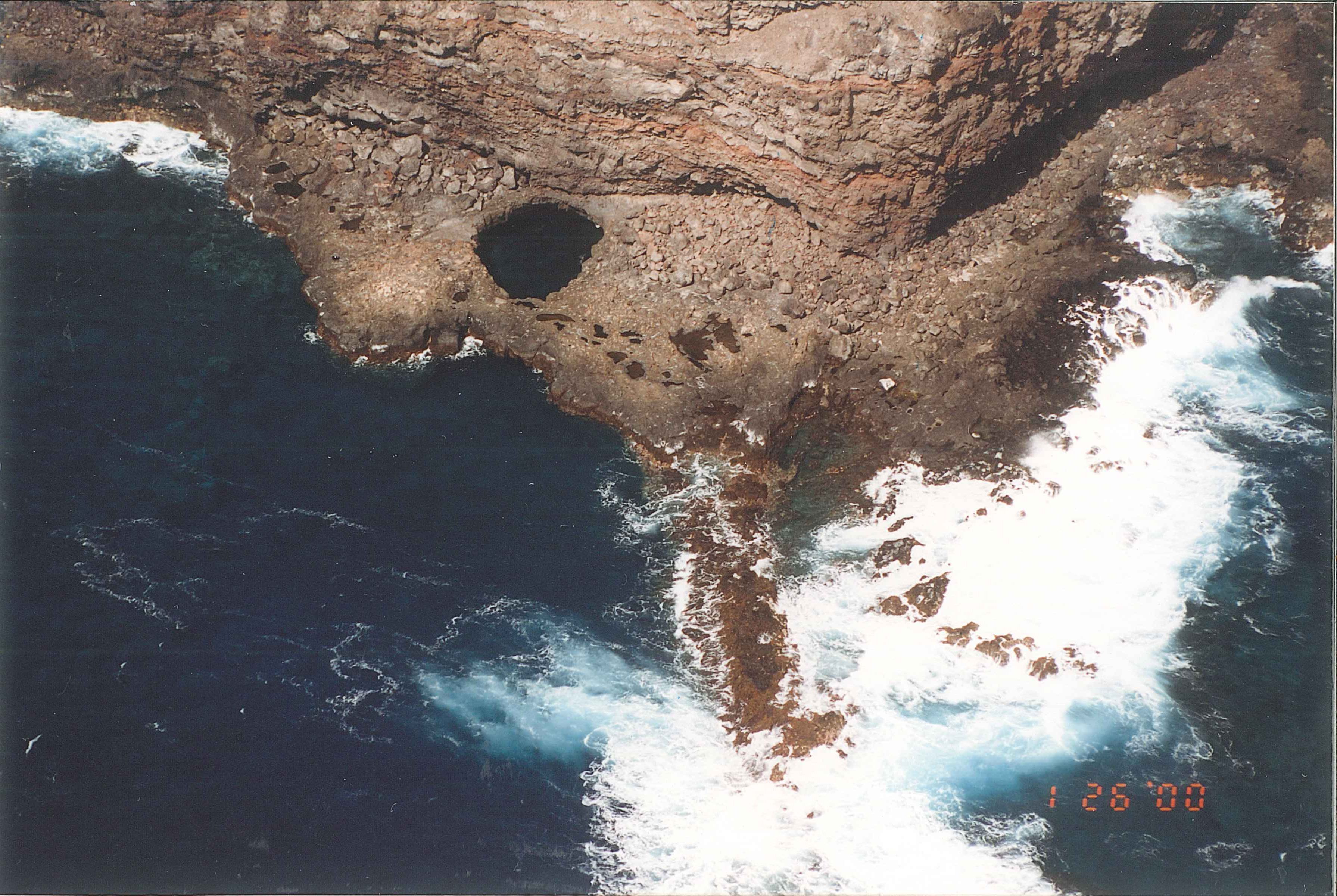Lae ʻO Kaka, Kahoʻolawe. aerial photo of coast somewhere between Lae ʻO Hālona and Lae ʻO Kaka. PC: Photographer Unknown
