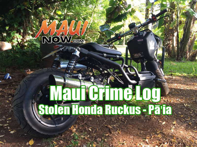 A black Honda Ruckus was stolen from behind Charley's Restaurant and Saloon in Pāʻia on Tuesday night, Oct. 4, 2016.