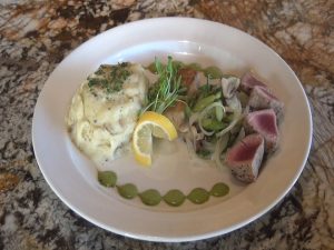 Fresh catch entrée at Pita Paradise. Johnny's Fresh Catch is among the prix-fixe menu options during Restaurant Week Wailea. Photo by Kiaora Bohlool.