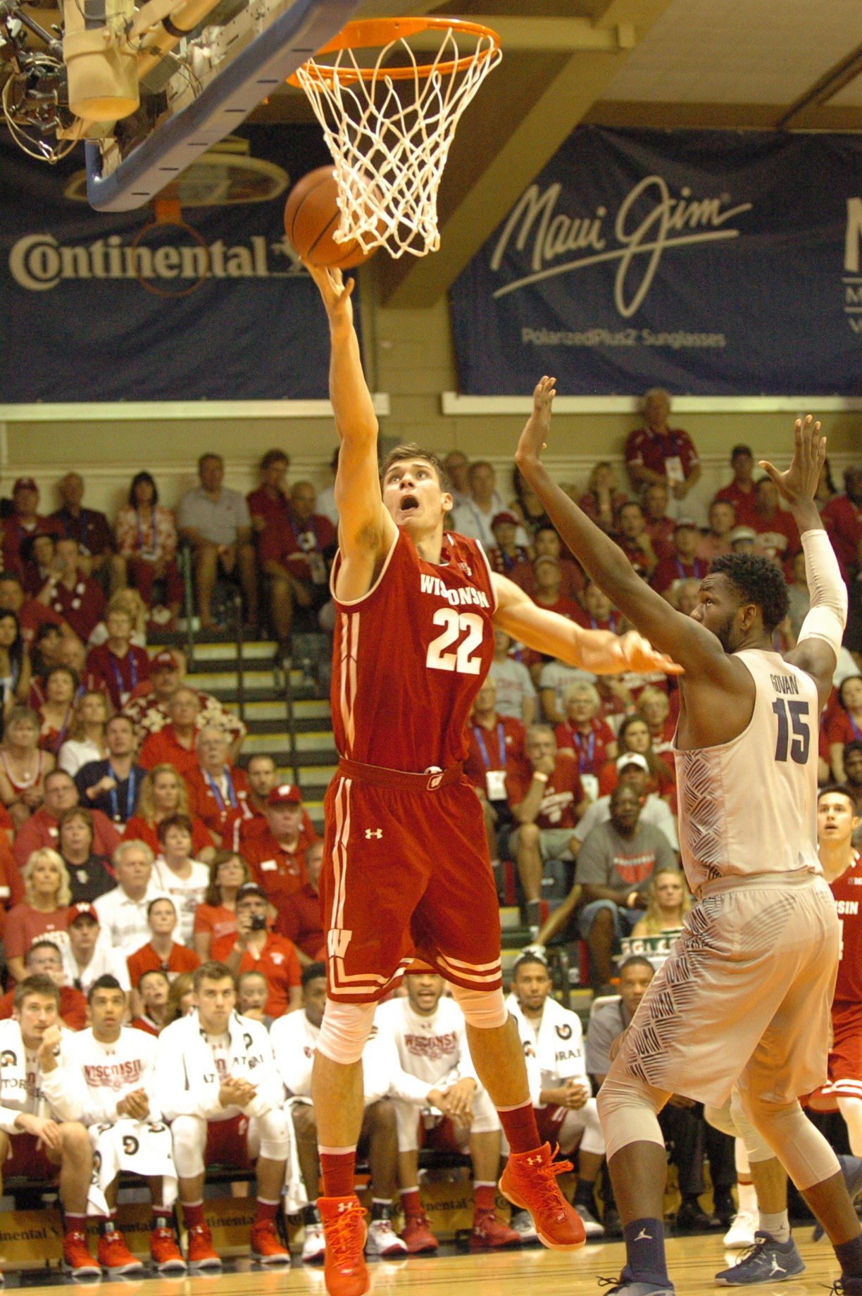 UW #22 Ethan Happ. PC: Joel B. Tamayo.