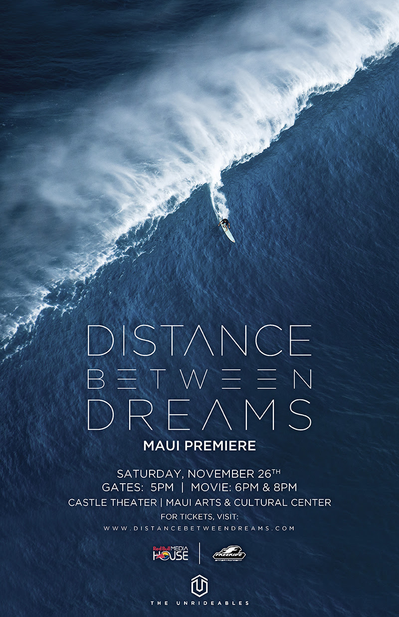 Red Bull Media House presents the Maui premiere of Distance Between Dreams, a film that captures the most historic year in big wave surfing through the eyes of iconic surfer, Ian Walsh, as he sets mind and body in motion to redefine the upper limits of what’s considered ‘rideable’.