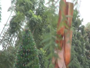 20-foot tree getting decorated at MauiWine. Photo by Kiaora Bohlool.