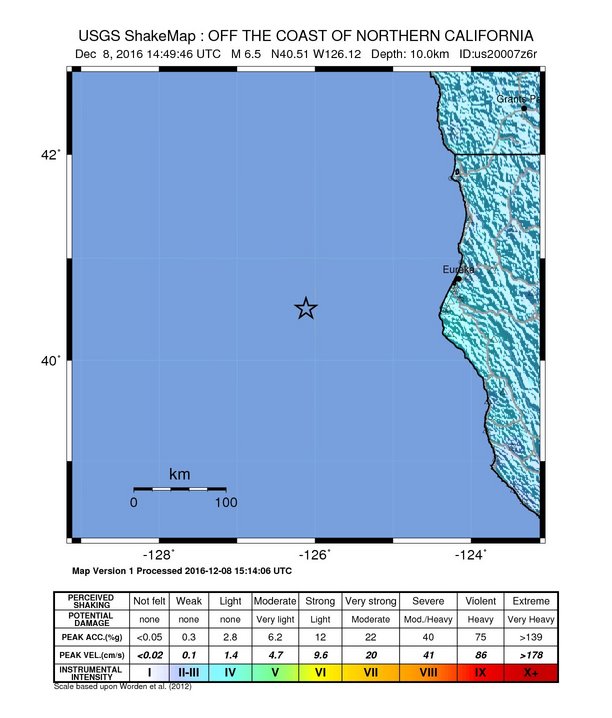 California earthquake, 12.08.16. PC: USGS