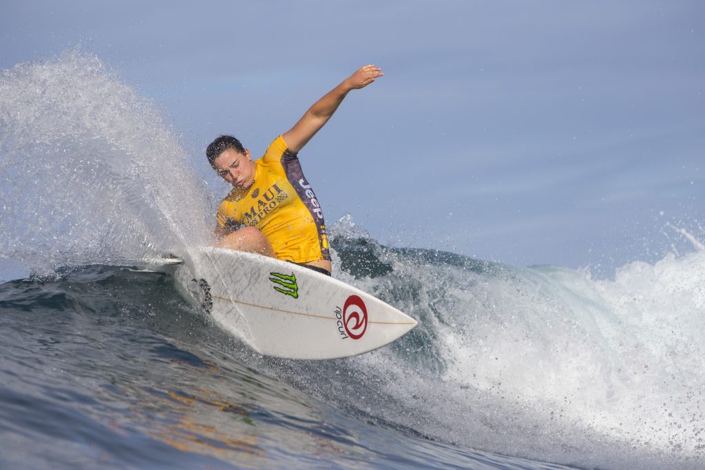 Tyler slashing her way to victory. Photo: WSL/Poullenot