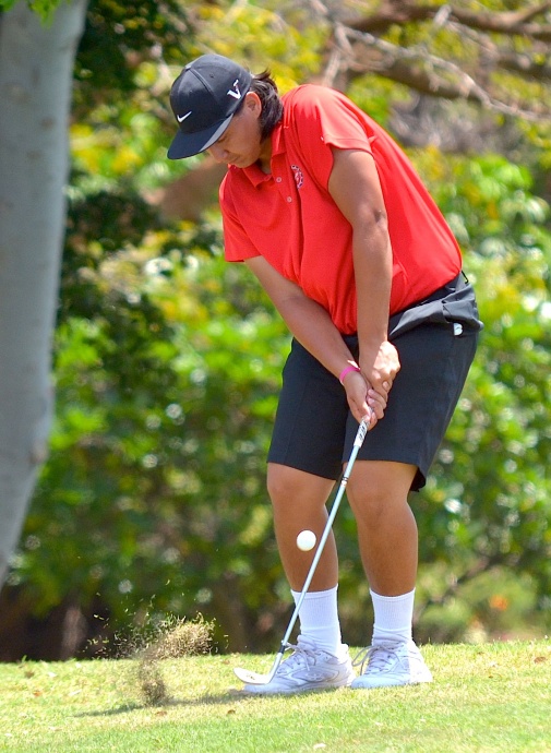 Lahainaluna's Malu Rosenthal was the highest finishing non-Oahu golfer at 12th with a two-day total of 76-73—149. Photo by Rodney S. Yap.