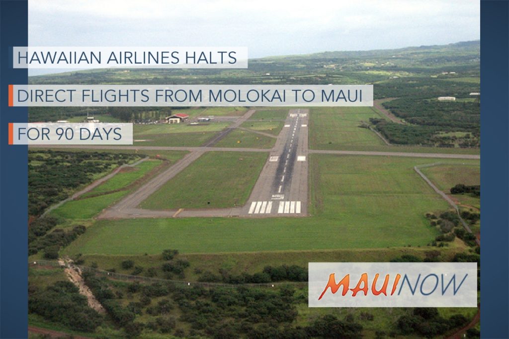Hawaiian Air to Temporarily Halt Direct Flights from Molokaʻi to Maui