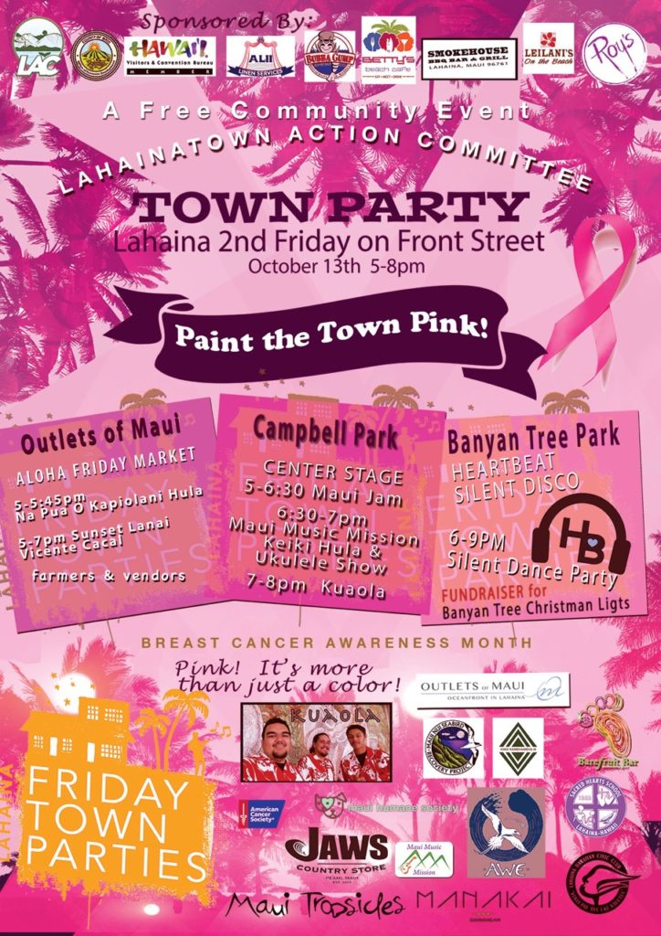 Paint the Town Pink! Lahaina 2nd Friday Town Party Maui Now