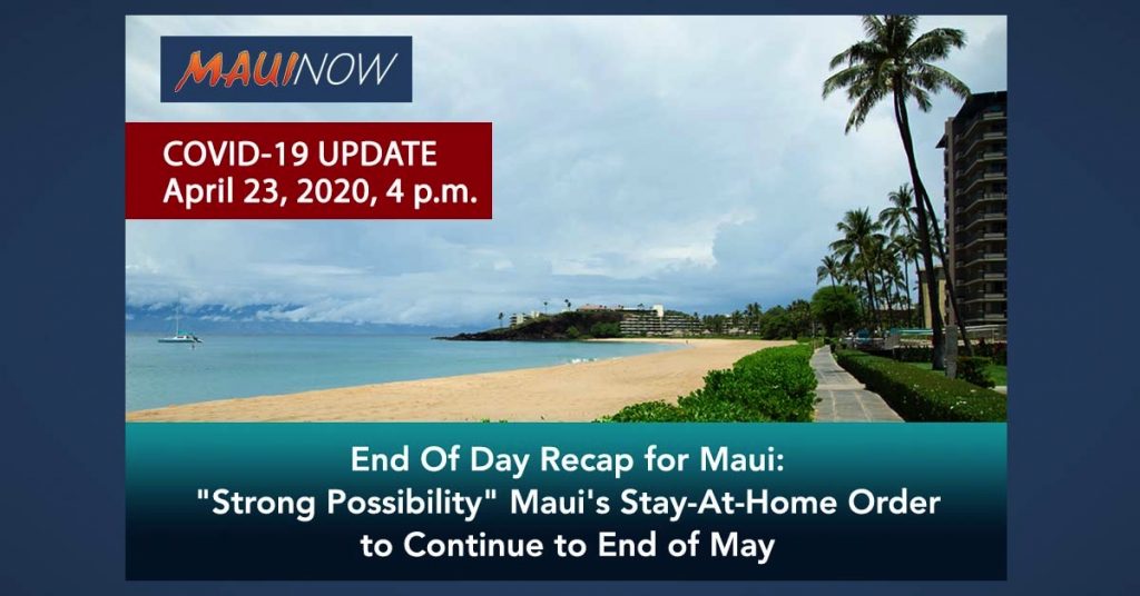 End Of Day COVID19 Recap for Maui “Strong Possibility” Maui’s StayAt