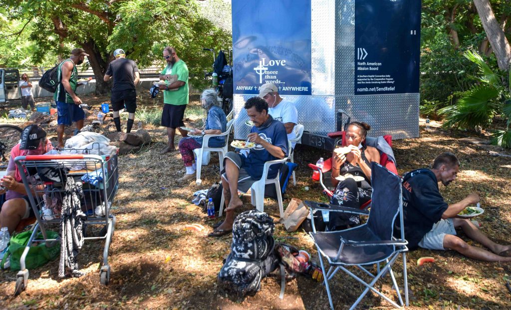 Homeless enjoyed a hot meal at Lahaina Baptist Church.