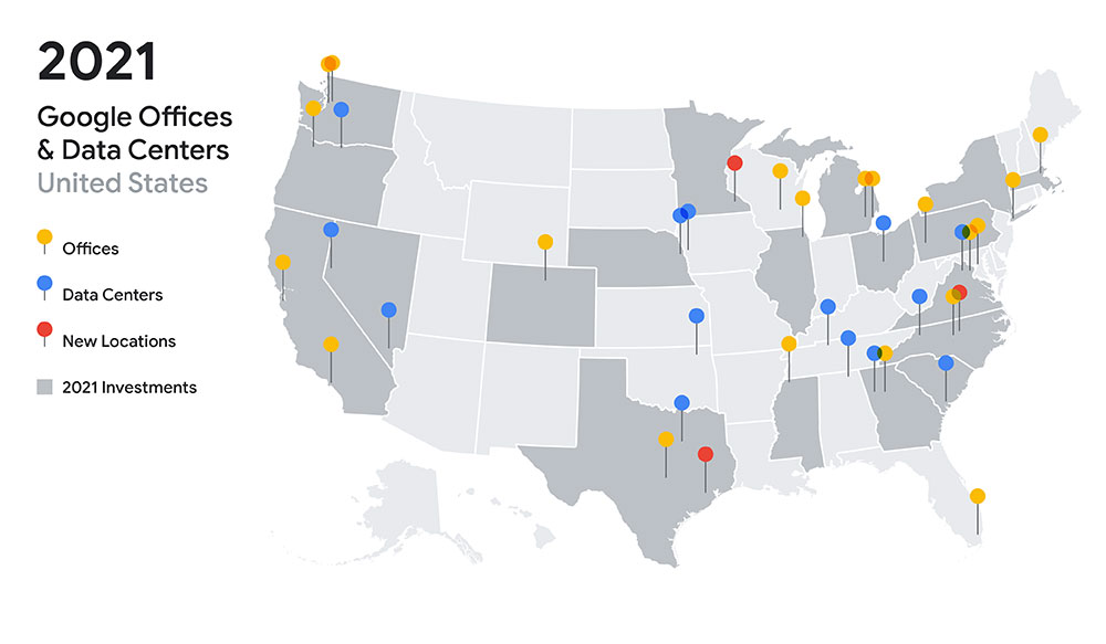 Google 2021 Offices Data Centers Map