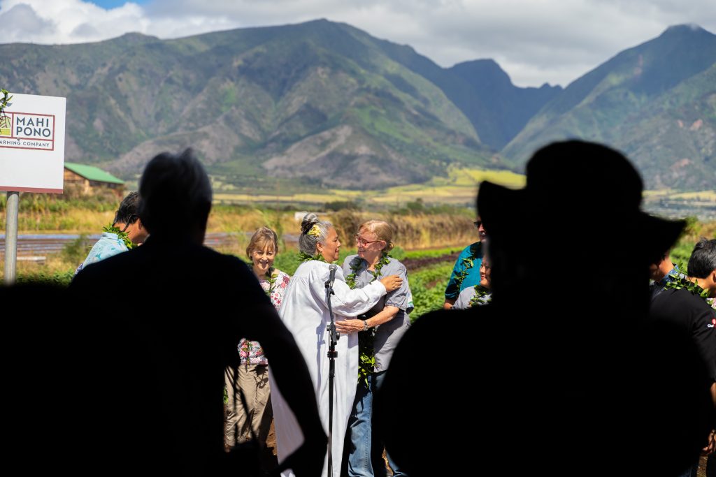 Chef Beverly Gannon (right) shortly after the prayer. Photo by JD Pells.