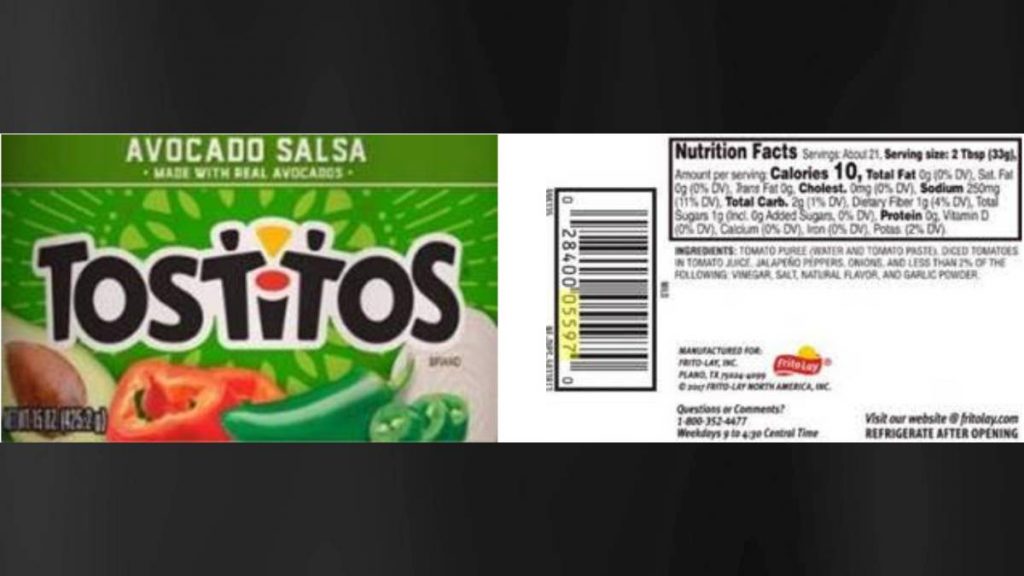 Tostitos Avocado Salsa Dip in Hawaiʻi voluntarily recalled due to