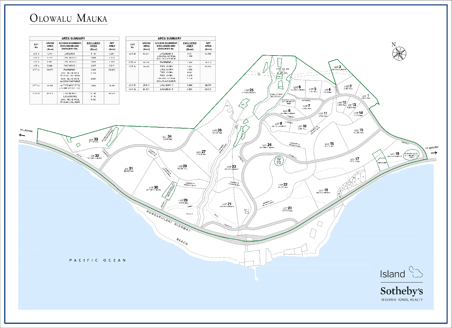 A map of the Olowalu Mauka Subdivision where Maui County Department of Public Works issued a stop work order after 'iwi kupuna were found in the area.
