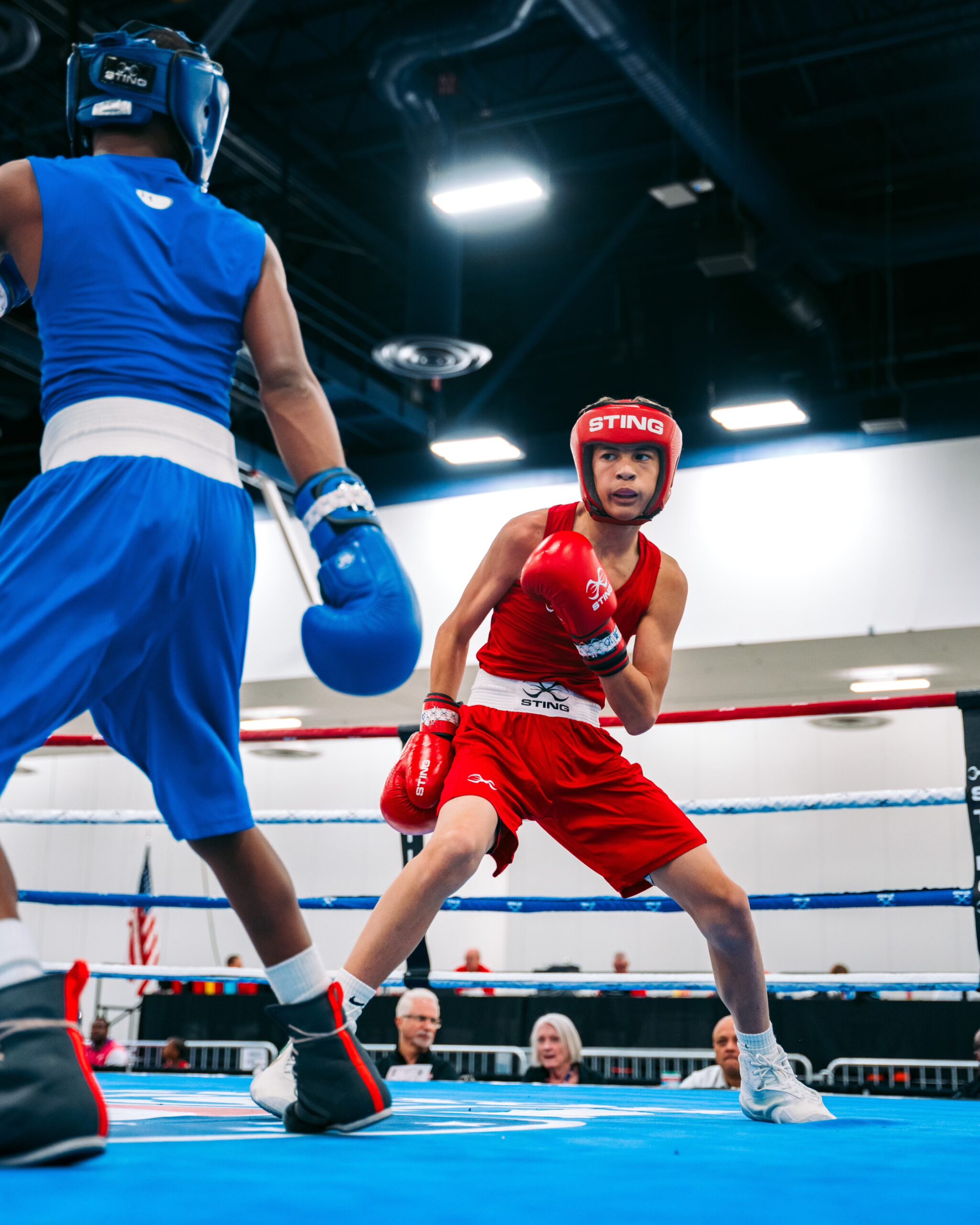 Micah Diaz, a 13-year-old from Kihei, fights in a bout at the USA Boxing Junior Olympics in Las Vegas. Diaz won four straight bouts, culminating on June 20, to win his second national title in seven months. USA Boxing photo