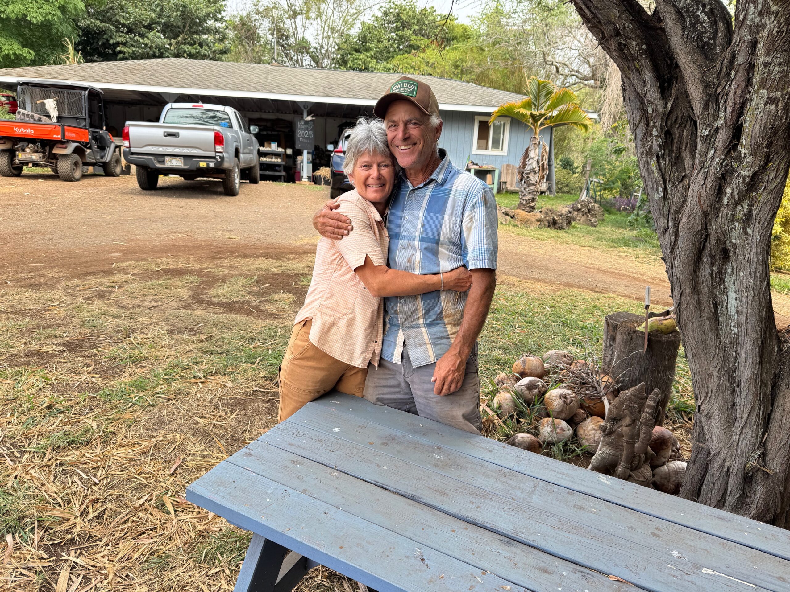 Janet and Gerry Ross own Kupa'a Farm in Kula. At 69 years old, Gerry Ross still does most of the physical work on the 4-acre farm, while Janet Ross handles the paperwork. HJI / ROB COLLIAS photo